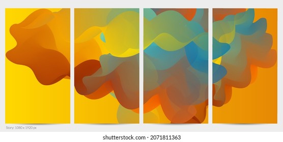 3D fluid wavy shape. Bright cloudy futuristic background. Vibrant gradient flow in abstract music sound waves. Dynamic liquid texture. Creative vector template for trendy post design.