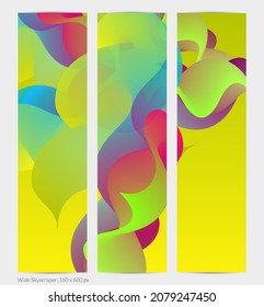 3D fluid wavy shape. Bright cloudy futuristic background. Vibrant gradient flow in abstract music sound waves. Dynamic liquid texture. Creative vector template for trendy banner design.