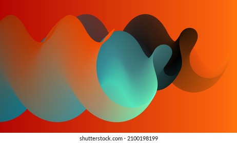 3D fließende Form. Hell bewölkter futuristischer Hintergrund. Lebhafter Farbverlauf-Fluss in abstrakten Musik-Schallwellen. Dynamische flüssige Textur. Kreative Vektorvorlage für trendige Cover-Designs.