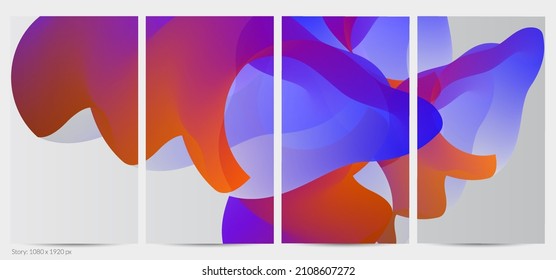 Forma ondulada del fluido 3D. Luminoso fondo futurista nublado. El gradiente vibrante fluye en ondas de sonido de música abstractas. Textura líquida dinámica. Plantilla vectorial creativa para diseño de post de moda.