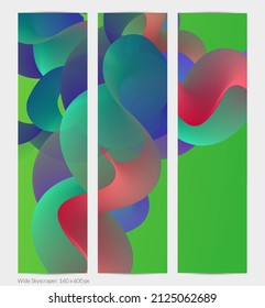 3D fluid wavy shape. Bright cloudy futuristic background. Vibrant gradient flow in abstract music sound waves. Dynamic liquid texture. Creative vector template for trendy banner design.