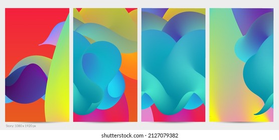 3D fließende Form. Hell bewölkter futuristischer Hintergrund. Lebhafter Farbverlauf-Fluss in abstrakten Musik-Schallwellen. Dynamische flüssige Textur. Kreative Vektorvorlage für trendige Postdesign.