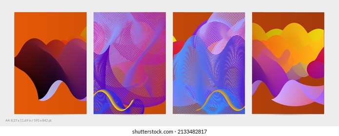 3D fluid wavy shape. Bright cloudy futuristic background. Vibrant gradient flow in abstract music sound waves. Dynamic liquid texture. Creative vector template for trendy flyer design.
