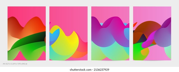 3D fluid wavy shape. Bright cloudy futuristic background. Vibrant gradient flow in abstract music sound waves. Dynamic liquid texture. Creative vector template for trendy flyer design.