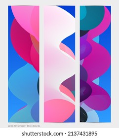 Forma ondulada del fluido 3D. Luminoso fondo futurista nublado. El gradiente vibrante fluye en ondas de sonido de música abstractas. Textura líquida dinámica. Plantilla vectorial creativa para diseño de banners de moda.