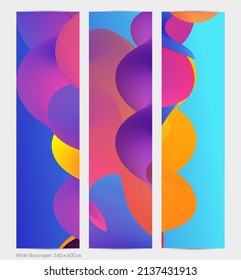 Forma ondulada del fluido 3D. Luminoso fondo futurista nublado. El gradiente vibrante fluye en ondas de sonido de música abstractas. Textura líquida dinámica. Plantilla vectorial creativa para diseño de banners de moda.