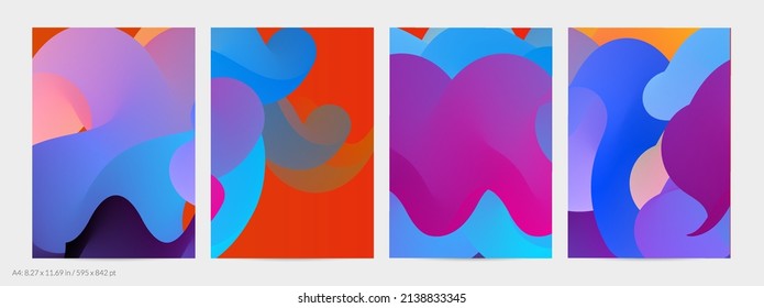 3D fluid wavy shape. Bright cloudy futuristic background. Vibrant gradient flow in abstract music sound waves. Dynamic liquid texture. Creative vector template for trendy flyer design.