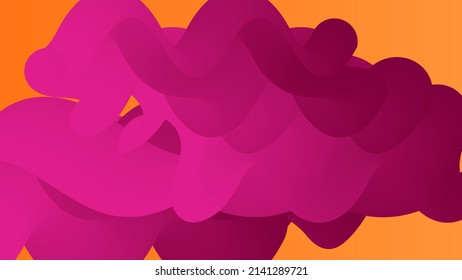 3D fluid wavy shape. Bright cloudy futuristic background. Vibrant gradient flow in abstract music sound waves. Dynamic liquid texture. Creative vector template for trendy cover design.