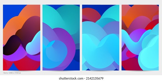 3D fluid wavy shape. Bright cloudy futuristic background. Vibrant gradient flow in abstract music sound waves. Dynamic liquid texture. Creative vector template for trendy post design.