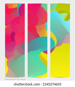 3D fließende Form. Hell bewölkter futuristischer Hintergrund. Lebhafter Farbverlauf-Fluss in abstrakten Musik-Schallwellen. Dynamische flüssige Textur. Kreative Vektorvorlage für trendige Bannerdesigns.
