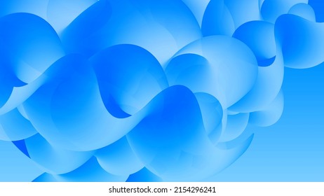 3D fluid wavy shape. Bright cloudy futuristic background. Vibrant gradient flow in abstract music sound waves. Dynamic liquid texture. Creative vector template for trendy cover design.
