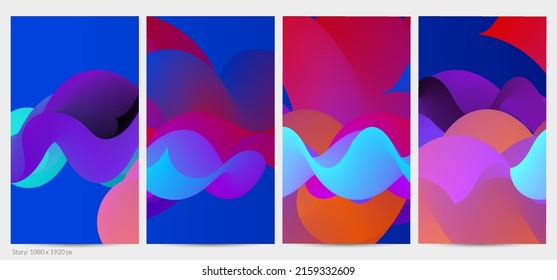 3D fluid wavy shape. Bright cloudy futuristic background. Vibrant gradient flow in abstract music sound waves. Dynamic liquid texture. Creative vector template for trendy post design.