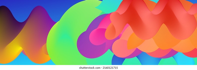 Forma ondulada del fluido 3D. Luminoso fondo futurista nublado. El gradiente vibrante fluye en ondas de sonido de música abstractas. Textura líquida dinámica. Plantilla vectorial creativa para diseño de portada de moda.