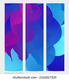 3D fluid wavy shape. Bright cloudy futuristic background. Vibrant gradient flow in abstract music sound waves. Dynamic liquid texture. Creative vector template for trendy banner design.