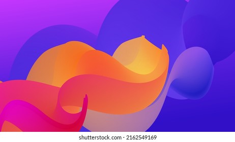 3D fluid wavy shape. Bright cloudy futuristic background. Vibrant gradient flow in abstract music sound waves. Dynamic liquid texture. Creative vector template for trendy cover design.