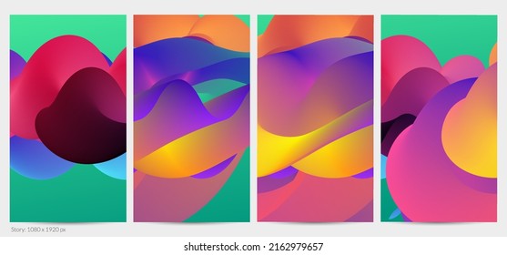 3D fluid wavy shape. Bright cloudy futuristic background. Vibrant gradient flow in abstract music sound waves. Dynamic liquid texture. Creative vector template for trendy post design.