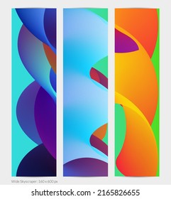Forma ondulada del fluido 3D. Luminoso fondo futurista nublado. El gradiente vibrante fluye en ondas de sonido de música abstractas. Textura líquida dinámica. Plantilla vectorial creativa para diseño de banners de moda.