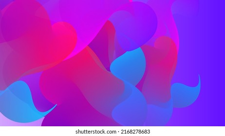 3D fluid wavy shape. Bright cloudy futuristic background. Vibrant gradient flow in abstract music sound waves. Dynamic liquid texture. Creative vector template for trendy cover design.