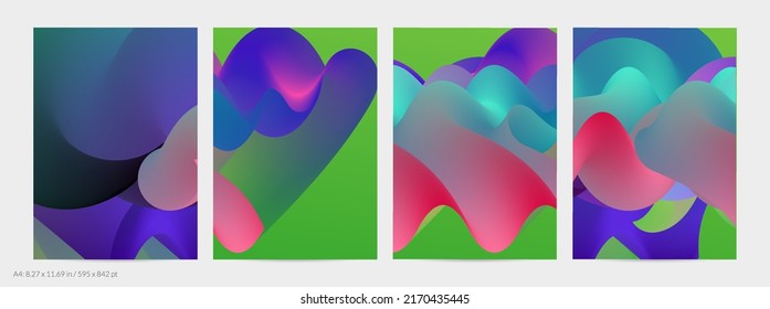 3D fluid wavy shape. Bright cloudy futuristic background. Vibrant gradient flow in abstract music sound waves. Dynamic liquid texture. Creative vector template for trendy flyer design.