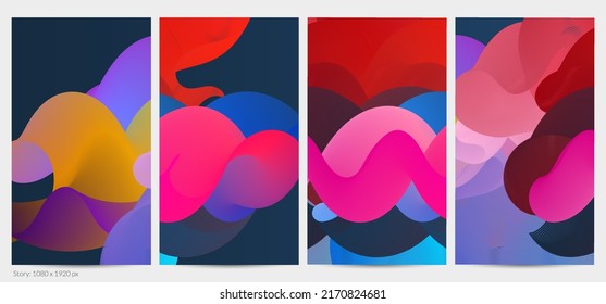 3D fluid wavy shape. Bright cloudy futuristic background. Vibrant gradient flow in abstract music sound waves. Dynamic liquid texture. Creative vector template for trendy post design.