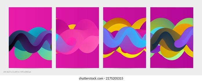 Forma ondulada del fluido 3D. Luminoso fondo futurista nublado. El gradiente vibrante fluye en ondas de sonido de música abstractas. Textura líquida dinámica. Plantilla vectorial creativa para diseño de volante de moda.