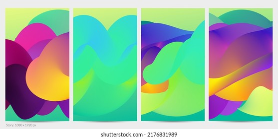 3D fluid wavy shape. Bright cloudy futuristic background. Vibrant gradient flow in abstract music sound waves. Dynamic liquid texture. Creative vector template for trendy post design.