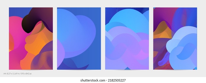 3D fluid wavy shape. Bright cloudy futuristic background. Vibrant gradient flow in abstract music sound waves. Dynamic liquid texture. Creative vector template for trendy flyer design.