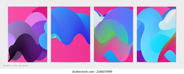 3D fluid wavy shape. Bright cloudy futuristic background. Vibrant gradient flow in abstract music sound waves. Dynamic liquid texture. Creative vector template for trendy flyer design.