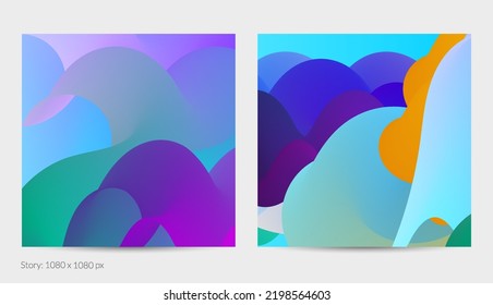 3D fluid wavy shape. Bright cloudy futuristic background. Vibrant gradient flow in abstract music sound waves. Dynamic liquid texture. Creative vector template for trendy post design.