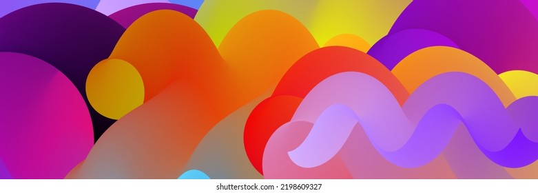 3D fließende Form. Hellbewölkter futuristischer Hintergrund. Lebhafter Farbverlauf-Fluss in abstrakten Musik-Schallwellen. Dynamische flüssige Textur. Kreative Vektorvorlage für trendige Cover-Designs.