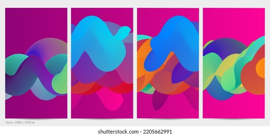 3D fluid wavy shape. Bright cloudy futuristic background. Vibrant gradient flow in abstract music sound waves. Dynamic liquid texture. Creative vector template for trendy post design.