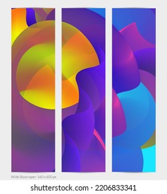 3D fluid wavy shape. Bright cloudy futuristic background. Vibrant gradient flow in abstract music sound waves. Dynamic liquid texture. Creative vector template for trendy banner design.