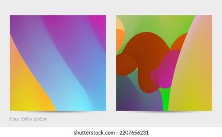 3D fluid wavy shape. Bright cloudy futuristic background. Vibrant gradient flow in abstract music sound waves. Dynamic liquid texture. Creative vector template for trendy post design.