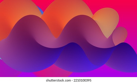 3D fluid wavy shape. Bright cloudy futuristic background. Vibrant gradient flow in abstract music sound waves. Dynamic liquid texture. Creative vector template for trendy cover design.