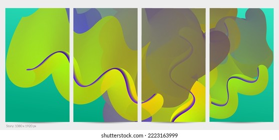 3D fluid wavy shape. Bright cloudy futuristic background. Vibrant gradient flow in abstract music sound waves. Dynamic liquid texture. Creative vector template for trendy post design.