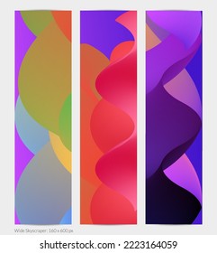 3D fluid wavy shape. Bright cloudy futuristic background. Vibrant gradient flow in abstract music sound waves. Dynamic liquid texture. Creative vector template for trendy banner design.