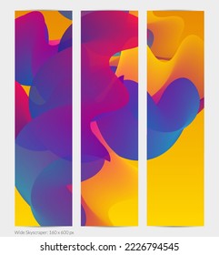 3D fluid wavy shape. Bright cloudy futuristic background. Vibrant gradient flow in abstract music sound waves. Dynamic liquid texture. Creative vector template for trendy banner design.