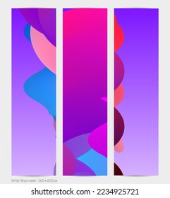 3D fluid wavy shape. Bright cloudy futuristic background. Vibrant gradient flow in abstract music sound waves. Dynamic liquid texture. Creative vector template for trendy banner design.