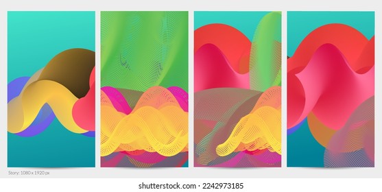 3D fluid wavy shape. Bright cloudy futuristic background. Vibrant gradient flow in abstract music sound waves. Dynamic liquid texture. Creative vector template for trendy post design.
