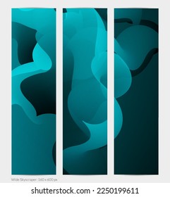 Forma ondulada del fluido 3D. Luminoso fondo futurista nublado. El gradiente vibrante fluye en ondas de sonido de música abstractas. Textura líquida dinámica. Plantilla vectorial creativa para diseño de banners de moda.