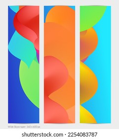 3D fluid wavy shape. Bright cloudy futuristic background. Vibrant gradient flow in abstract music sound waves. Dynamic liquid texture. Creative vector template for trendy banner design.