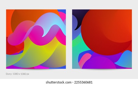 3D fluid wavy shape. Bright cloudy futuristic background. Vibrant gradient flow in abstract music sound waves. Dynamic liquid texture. Creative vector template for trendy post design.