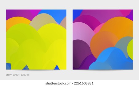 3D fluid wavy shape. Bright cloudy futuristic background. Vibrant gradient flow in abstract music sound waves. Dynamic liquid texture. Creative vector template for trendy post design.