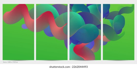 3D fluid wavy shape. Bright cloudy futuristic background. Vibrant gradient flow in abstract music sound waves. Dynamic liquid texture. Creative vector template for trendy post design.