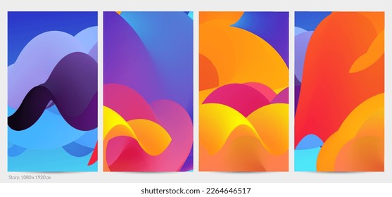 3D fluid wavy shape. Bright cloudy futuristic background. Vibrant gradient flow in abstract music sound waves. Dynamic liquid texture. Creative vector template for trendy post design.