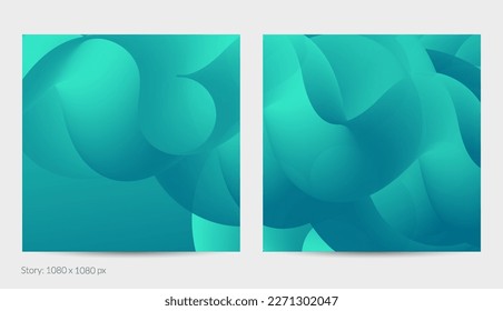 3D fluid wavy shape. Bright cloudy futuristic background. Vibrant gradient flow in abstract music sound waves. Dynamic liquid texture. Creative vector template for trendy post design.