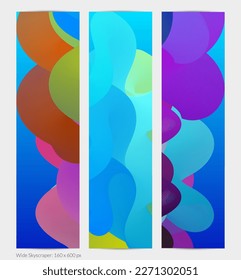 3D fluid wavy shape. Bright cloudy futuristic background. Vibrant gradient flow in abstract music sound waves. Dynamic liquid texture. Creative vector template for trendy banner design.