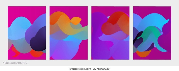 3D fluid wavy shape. Bright cloudy futuristic background. Vibrant gradient flow in abstract music sound waves. Dynamic liquid texture. Creative vector template for trendy flyer design.