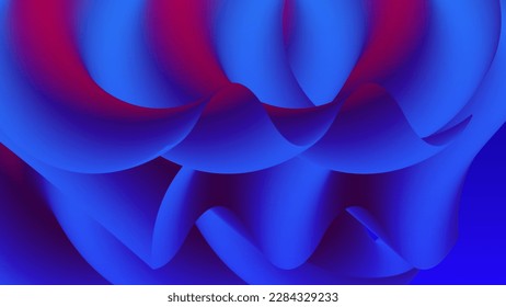 3D fluid wavy shape. Bright cloudy futuristic background. Vibrant gradient flow in abstract music sound waves. Dynamic liquid texture. Creative vector template for trendy cover design.
