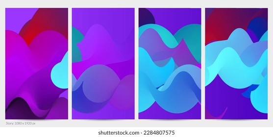 3D fluid wavy shape. Bright cloudy futuristic background. Vibrant gradient flow in abstract music sound waves. Dynamic liquid texture. Creative vector template for trendy post design.